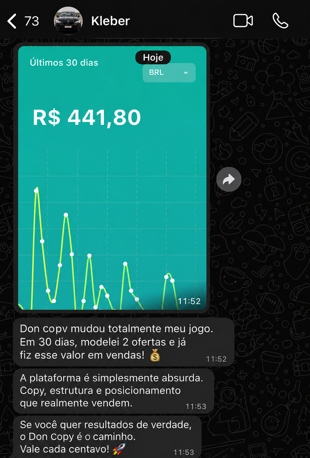 Depoimento de Kleber sobre os resultados obtidos em 30 dias usando o DonCopy