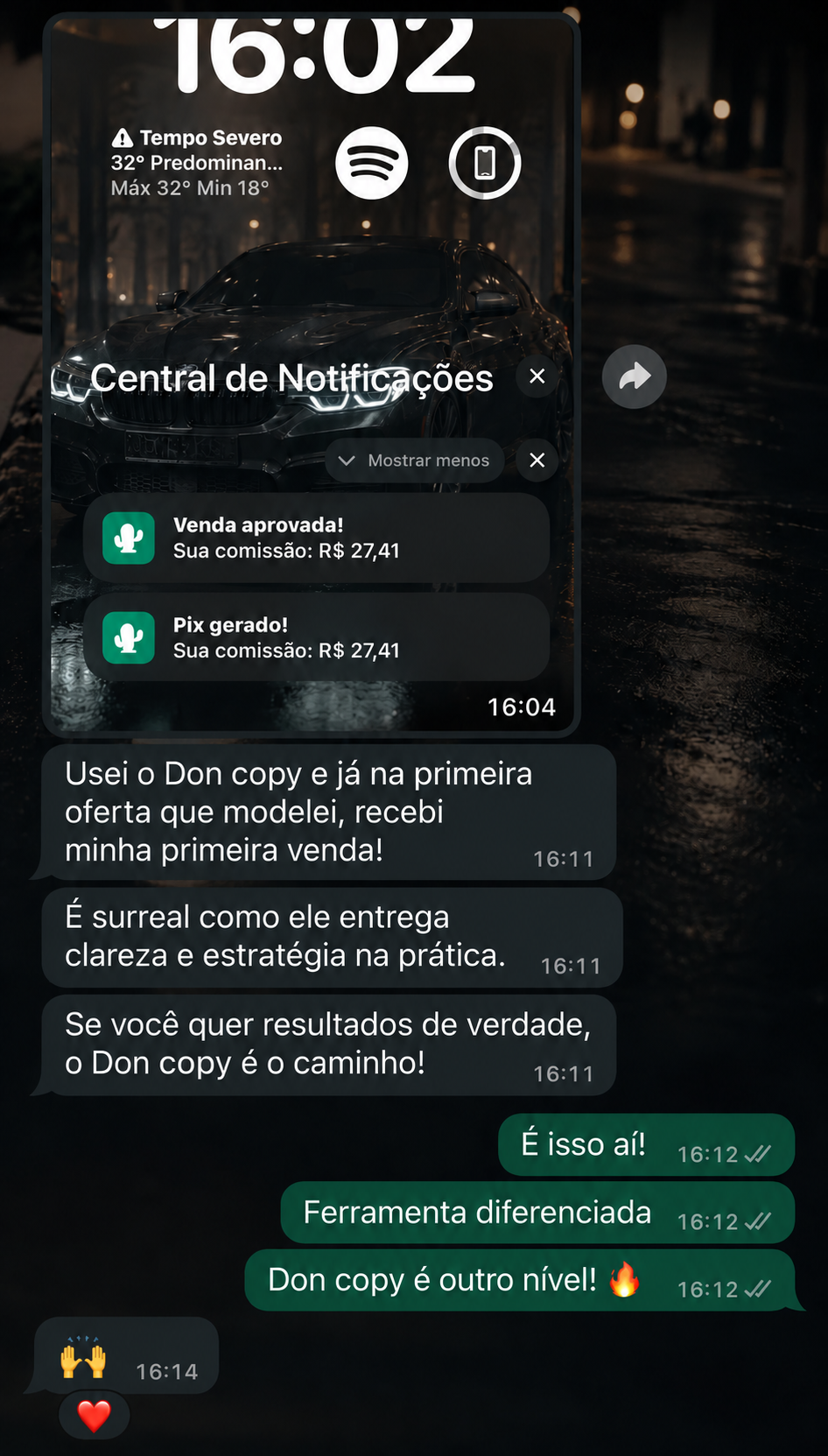 Depoimento de cliente que realizou a primeira venda após usar o DonCopy